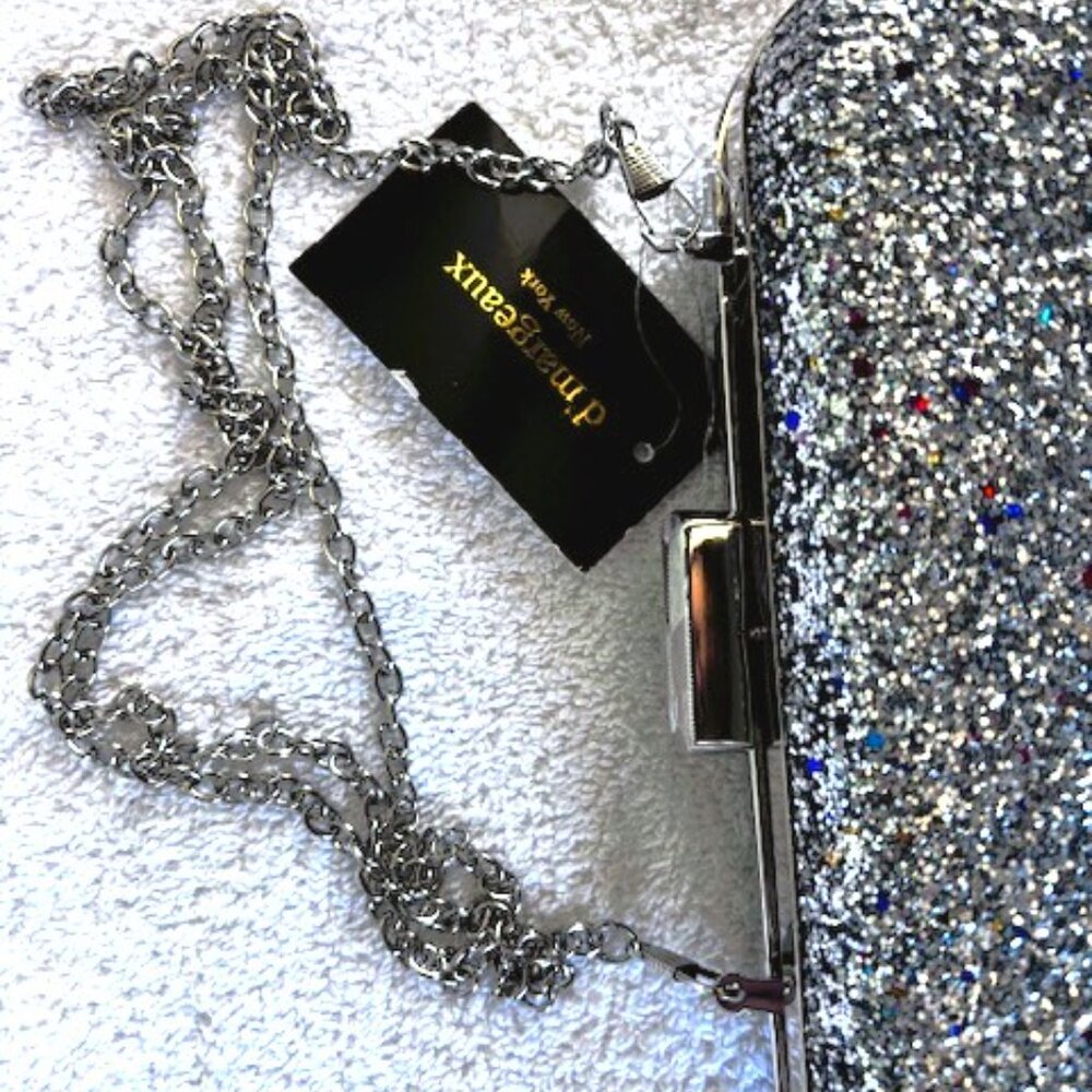 d'margeaux New York sparkle evening clutch with silver tone trim/clasp NWT